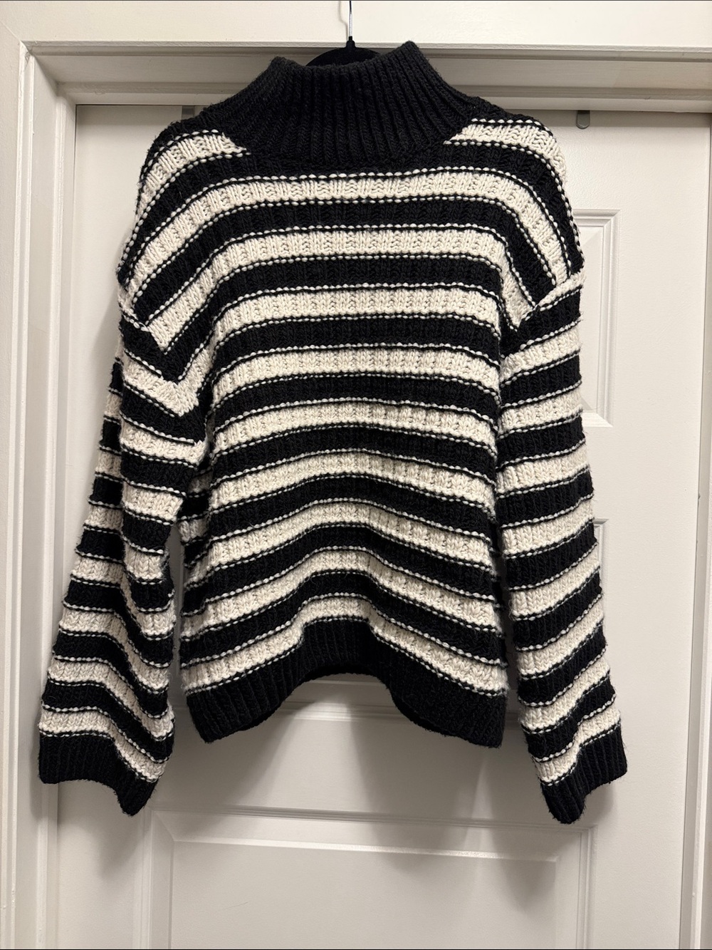 H&M Striped Black & White Turtleneck Sweater